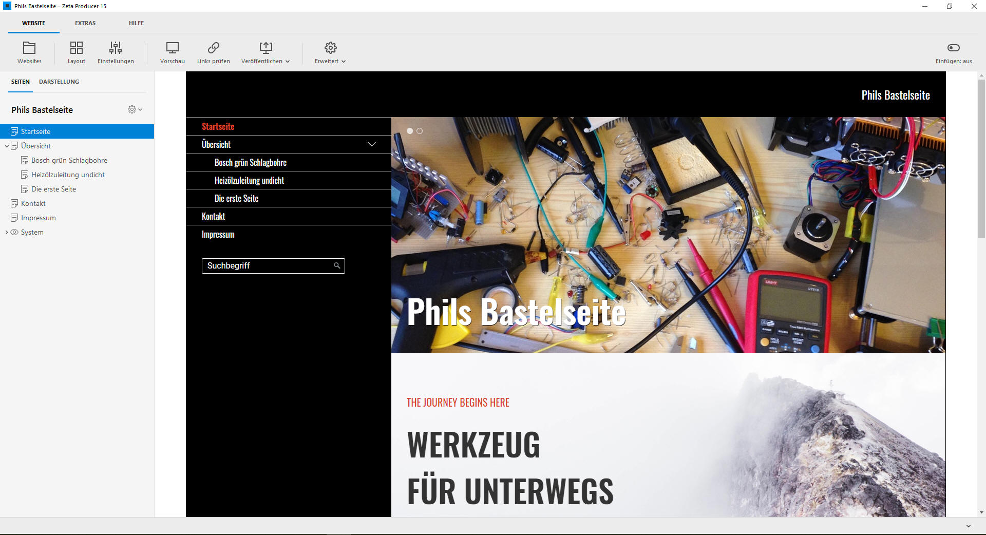 Screenshot Webseite Prototyp